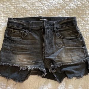 Express Jean shorts. Original. “Shortie high rise”. Black. Size 0.